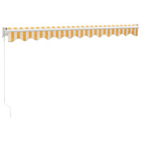 Miniatyr av produktbild för Markis infällbar gul och vit 3x2,5 m tyg&aluminium
