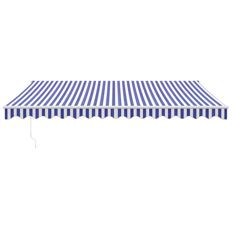 Produktbild för Markis infällbar blå och vit 4,5x3 m tyg och aluminium
