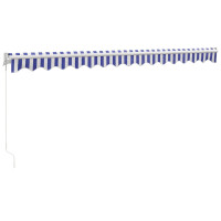 Miniatyr av produktbild för Markis infällbar blå och vit 4,5x3 m tyg och aluminium