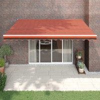 Produktbild för Markis infällbar orange och brun 4x3 m tyg&aluminium