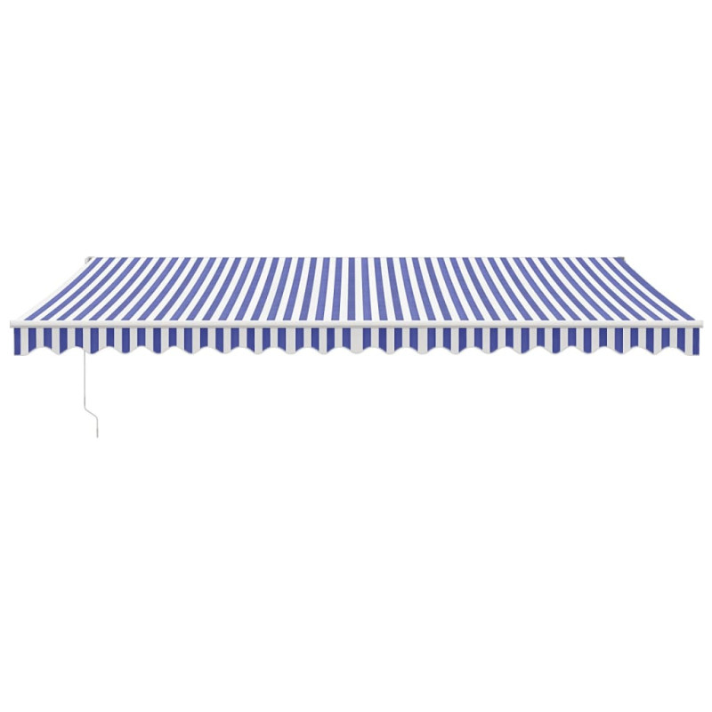 Produktbild för Markis infällbar blå och vit 5x3 m tyg och aluminium