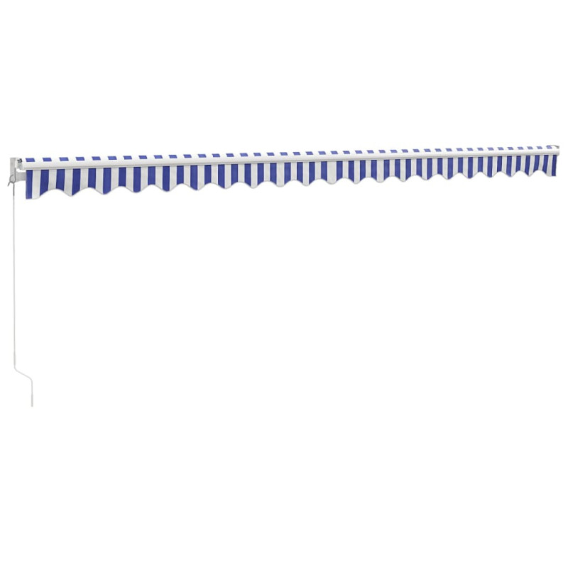 Produktbild för Markis infällbar blå och vit 5x3 m tyg och aluminium