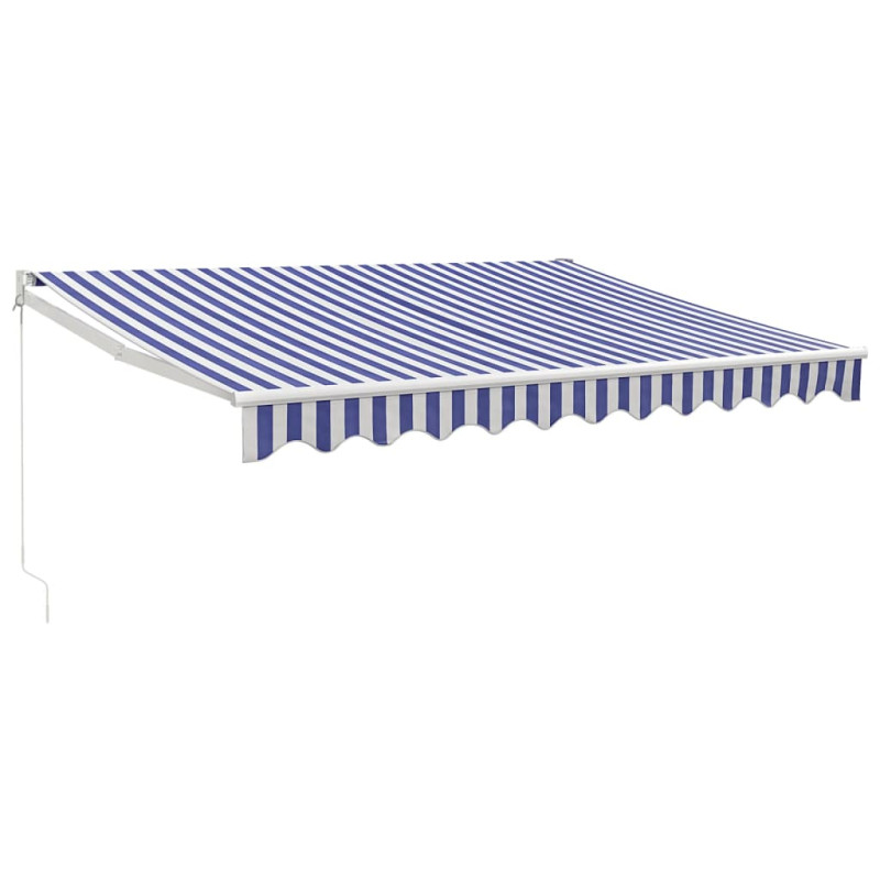 Produktbild för Markis infällbar blå och vit 3x2,5 m tyg och aluminium