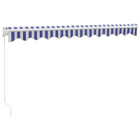Miniatyr av produktbild för Markis infällbar blå och vit 3x2,5 m tyg och aluminium