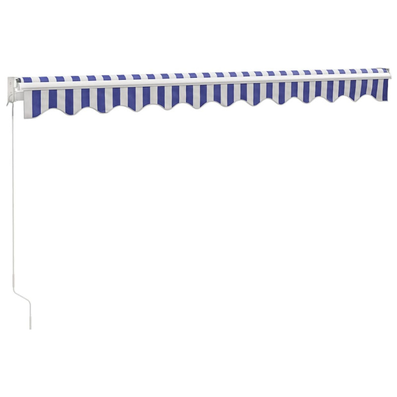 Produktbild för Markis infällbar blå och vit 3x2,5 m tyg och aluminium