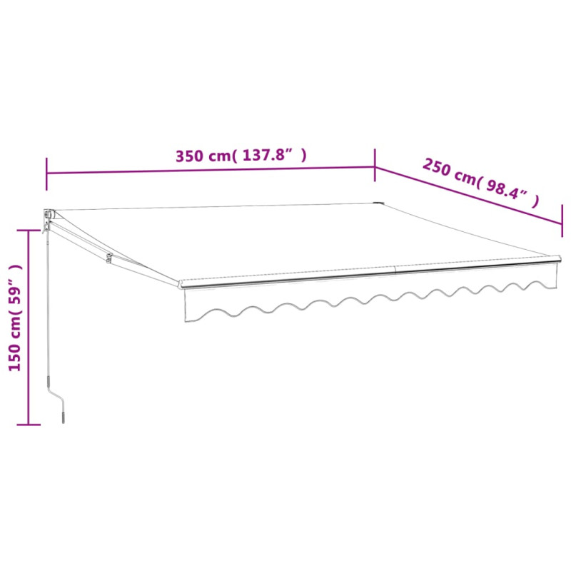 Produktbild för Automatisk infällbar markis antracit 3,5x2,5 m