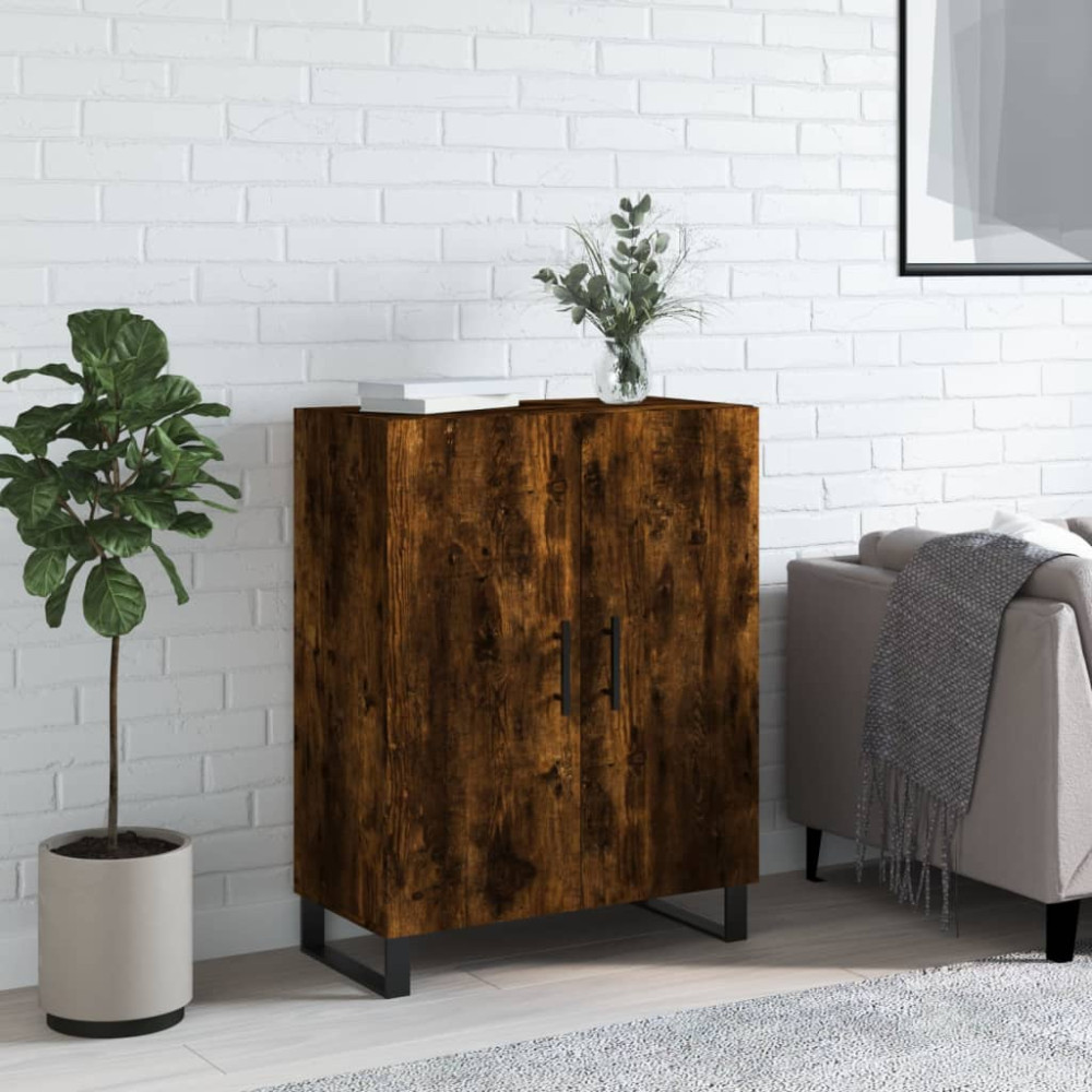 Produktbild för Skänk rökfärgad ek 69,5x34x90 cm konstruerat trä
