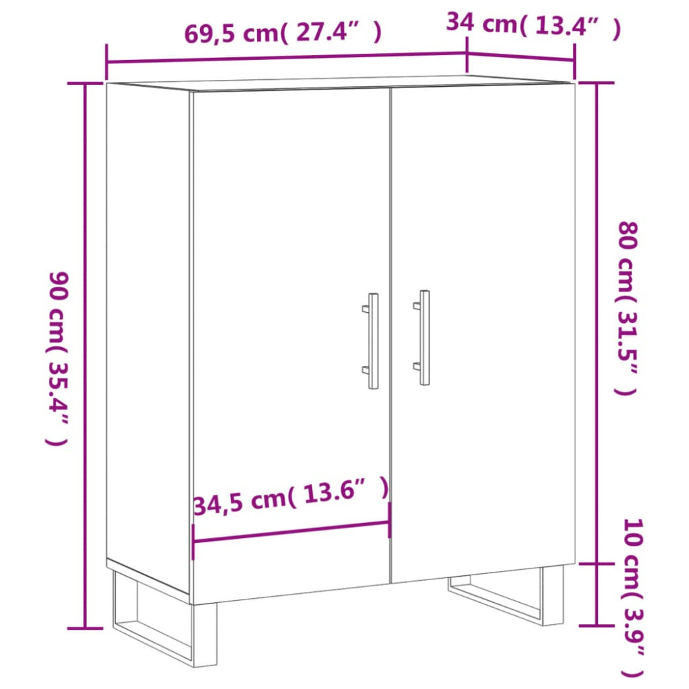 Produktbild för Skänk rökfärgad ek 69,5x34x90 cm konstruerat trä