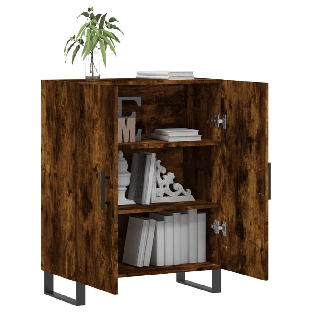 Produktbild för Skänk rökfärgad ek 69,5x34x90 cm konstruerat trä