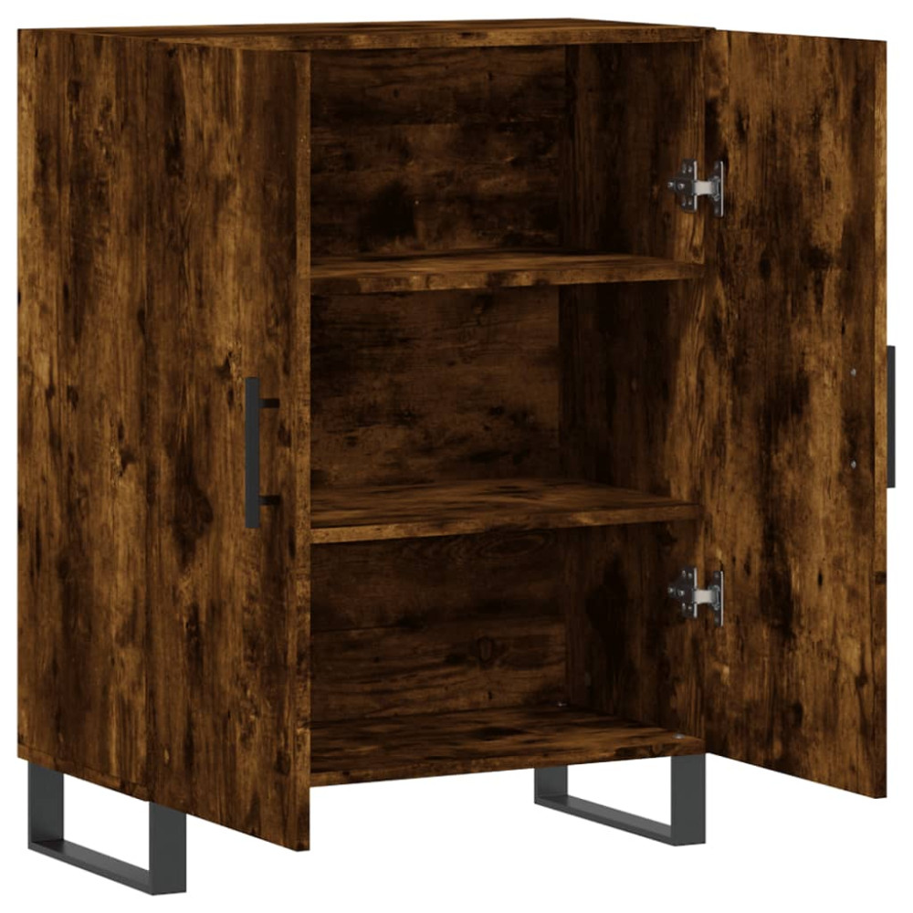 Produktbild för Skänk rökfärgad ek 69,5x34x90 cm konstruerat trä