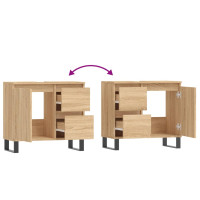 Miniatyr av produktbild för Badrumsskåp sonoma-ek 65x33x60 cm konstruerat trä