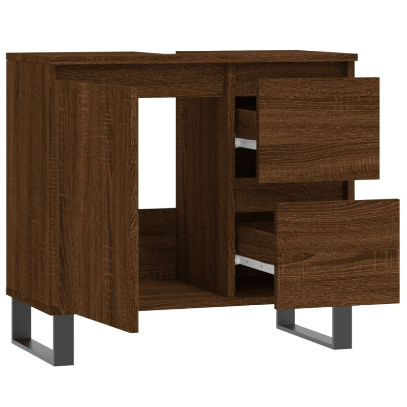 Produktbild för Badrumsskåp brun ek 65x33x60 cm konstruerat trä