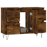 Produktbild för Badrumsskåp rökfärgad ek 80x33x60 cm konstruerat trä
