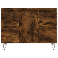 Produktbild för Badrumsskåp rökfärgad ek 80x33x60 cm konstruerat trä
