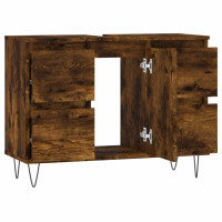 Produktbild för Badrumsskåp rökfärgad ek 80x33x60 cm konstruerat trä