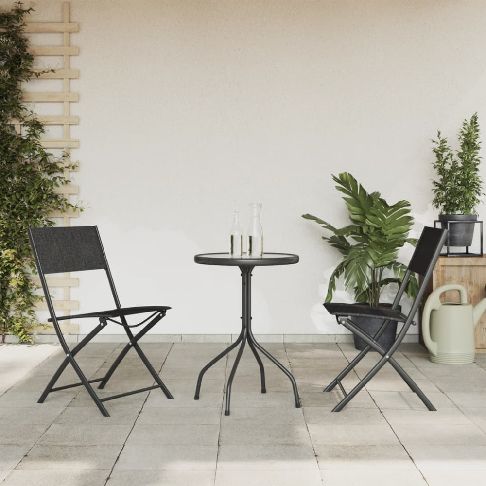 Produktbild för Matgrupp för trädgården 3 delar svart stål