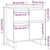 Produktbild för Byrå betonggrå 60x35x70 cm konstruerat trä