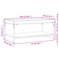 Produktbild för Soffbord rökfärgad ek 100x49x45 cm konstruerat trä