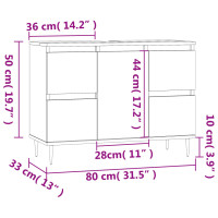 Produktbild för Badrumsskåp rökfärgad ek 80x33x60 cm konstruerat trä