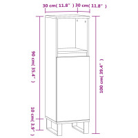 Produktbild för Badrumsskåp rökfärgad ek 30x30x100 cm konstruerat trä