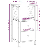 Miniatyr av produktbild för Sängbord 2 st brun ek 34x35,5x70 cm konstruerat trä