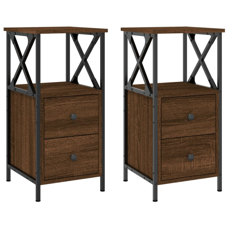 Produktbild för Sängbord 2 st brun ek 34x35,5x70 cm konstruerat trä