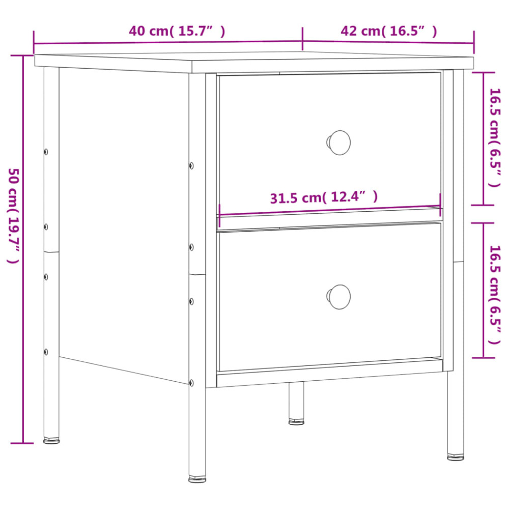Produktbild för Sängbord 2 st brun ek 40x42x50 cm konstruerat trä