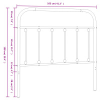 Produktbild för Huvudgavel metall svart 100 cm