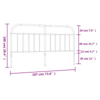 Produktbild för Huvudgavel metall vit 180 cm