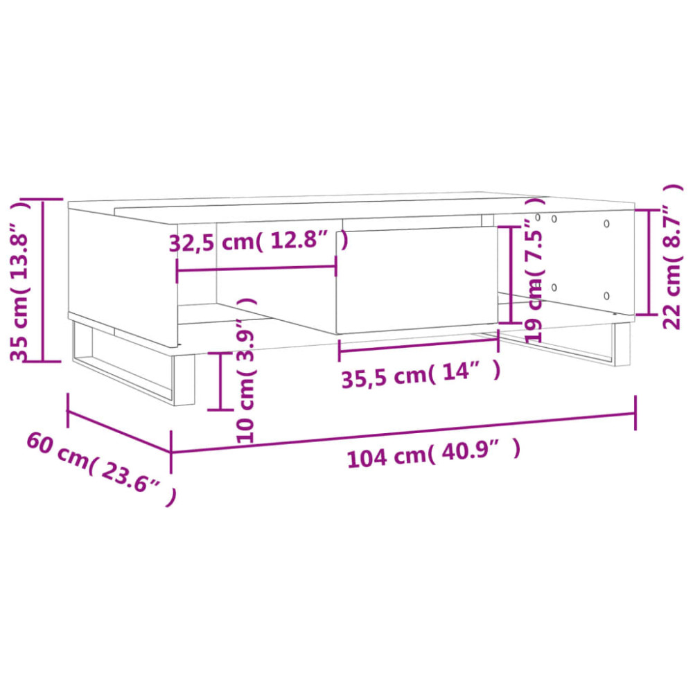 Produktbild för Soffbord betonggrå 104x60x35 cm konstruerat trä