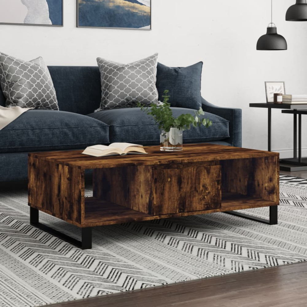 Produktbild för Soffbord rökfärgad ek 104x60x35 cm konstruerat trä