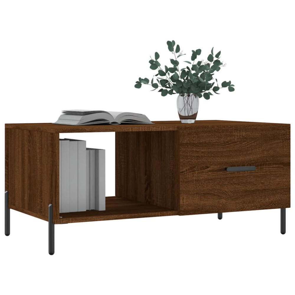 Produktbild för Soffbord brun ek 90x50x40 cm konstruerat trä