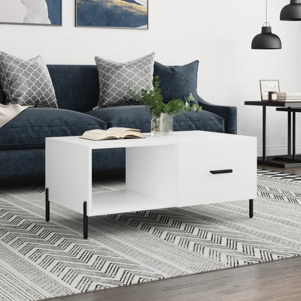 Produktbild för Soffbord vit 90x50x40 cm konstruerat trä
