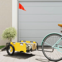Produktbild för Cykelvagn gul oxfordtyg och järn