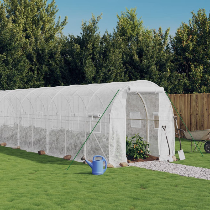 Produktbild för Växthus med stålram vit 40 m² 20x2x2 m