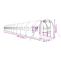 Produktbild för Växthus med stålram vit 44 m² 22x2x2 m