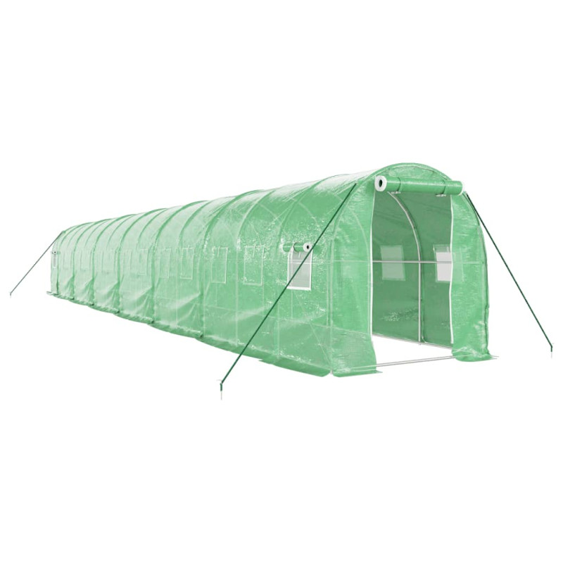 Produktbild för Växthus med stålram grön 28 m² 14x2x2 m
