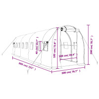 Produktbild för Växthus med stålram vit 16 m² 8x2x2 m