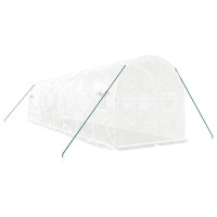 Produktbild för Växthus med stålram vit 16 m² 8x2x2 m