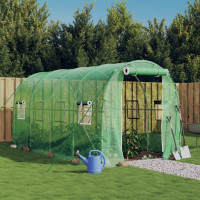 Produktbild för Växthus med stålram grön 8 m² 4x2x2 m