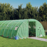 Produktbild för Växthus med stålram grön 48 m² 12x4x2 m