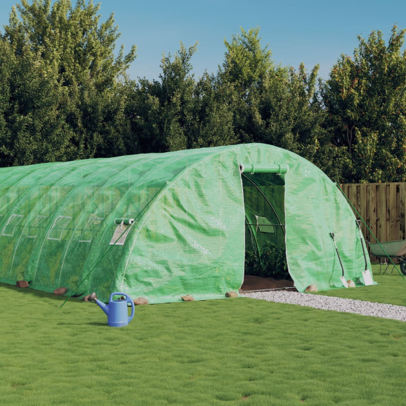 Produktbild för Växthus med stålram grön 40 m² 8x5x2,3 m