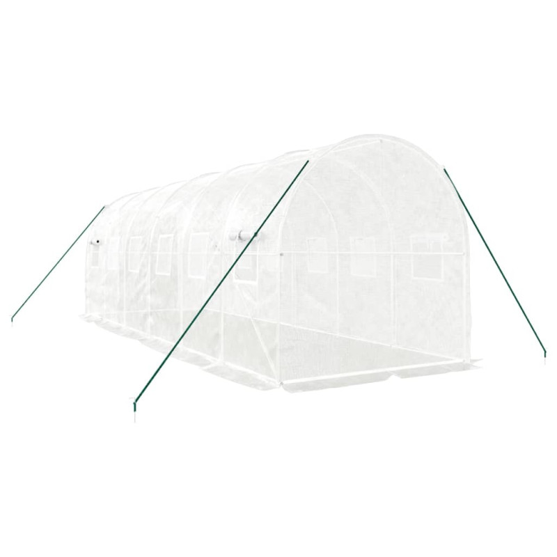 Produktbild för Växthus med stålram vit 12 m² 6x2x2 m