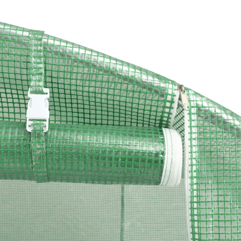 Produktbild för Växthus med stålram grön 24 m² 12x2x2 m