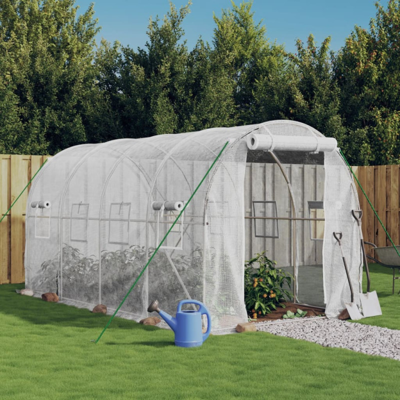 Produktbild för Växthus med stålram vit 8 m² 4x2x2 m