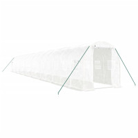 Produktbild för Växthus med stålram vit 32 m² 16x2x2 m