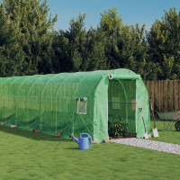 Produktbild för Växthus med stålram grön 12 m² 6x2x2 m