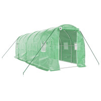 Produktbild för Växthus med stålram grön 12 m² 6x2x2 m