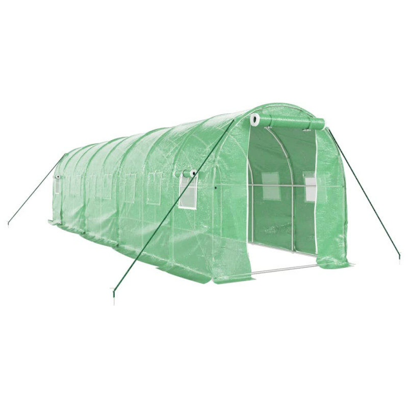 Produktbild för Växthus med stålram grön 16 m² 8x2x2 m