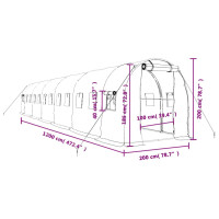 Miniatyr av produktbild för Växthus med stålram vit 24 m² 12x2x2 m